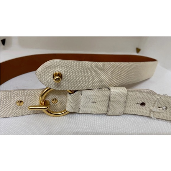 New Ralph Lauren Purple Label White Snake skin Belt Gold Buckle New $870 Size M - Picture 3 of 6